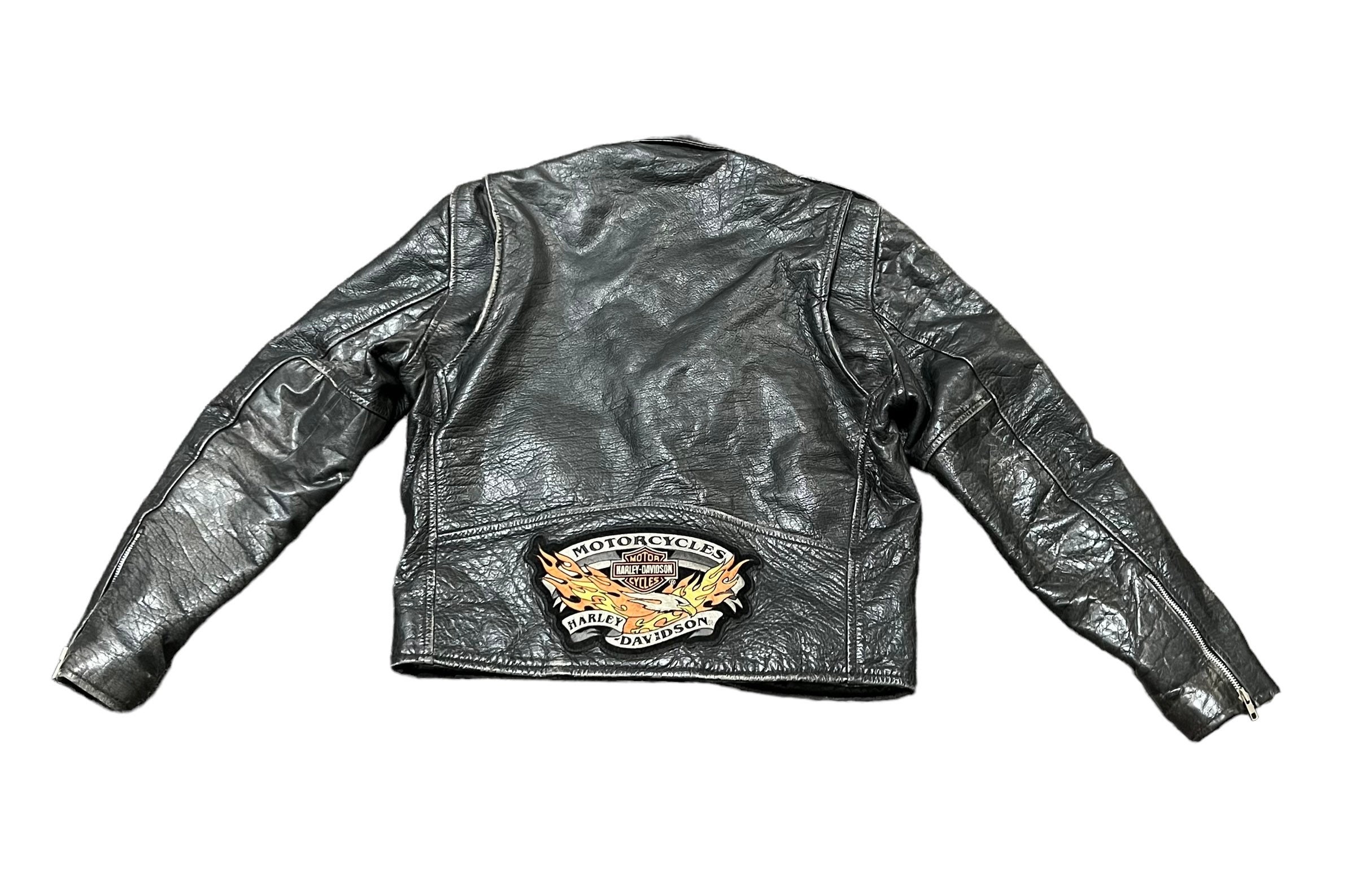 1990s Wilsons Leather Jacket Harley Davidson Patch size Large Etsy