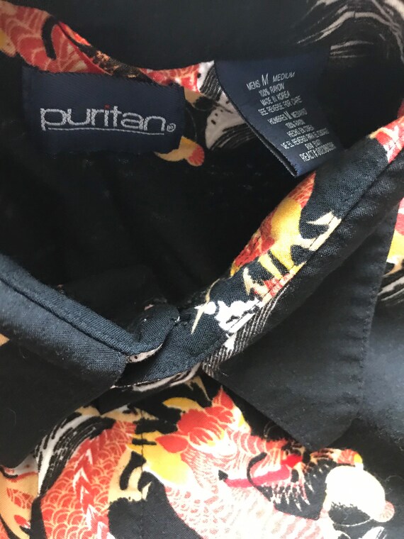 1990s PURITAN Dragon All Over Print Button Down S… - image 6