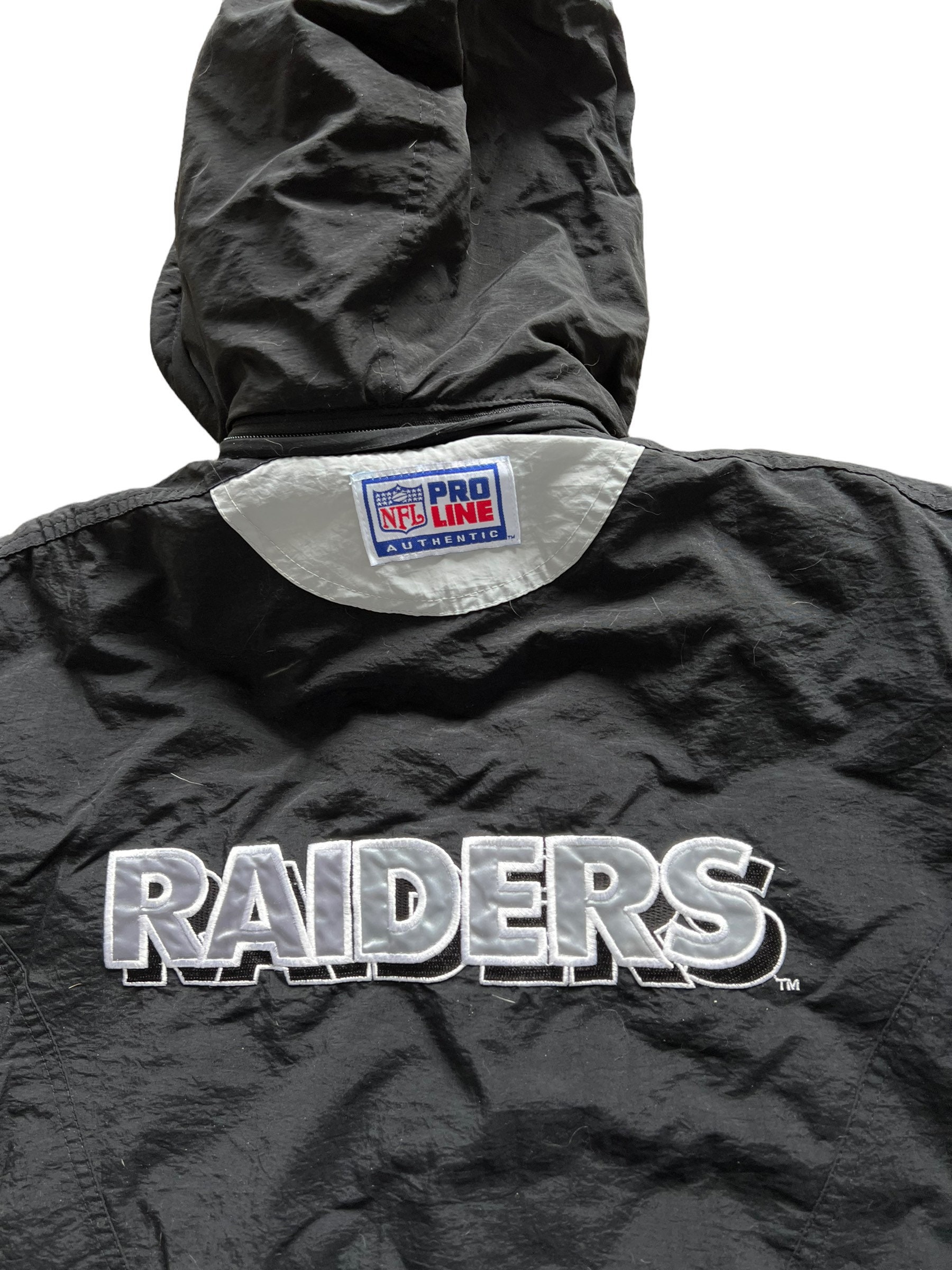 Black and Gray Starter Las Vegas Raiders Hooded Jacket - Jackets Masters