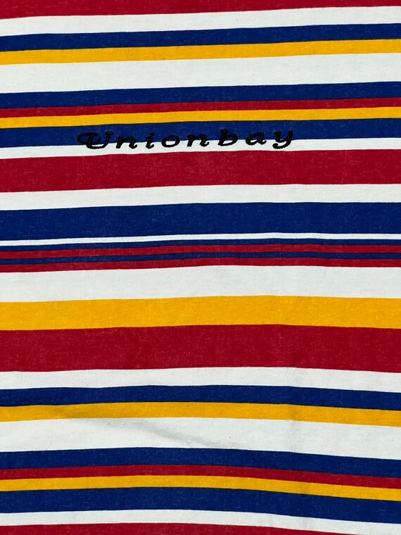 1990s UNIONBAY Striped Vintage T Shirt // Size XL… - image 2