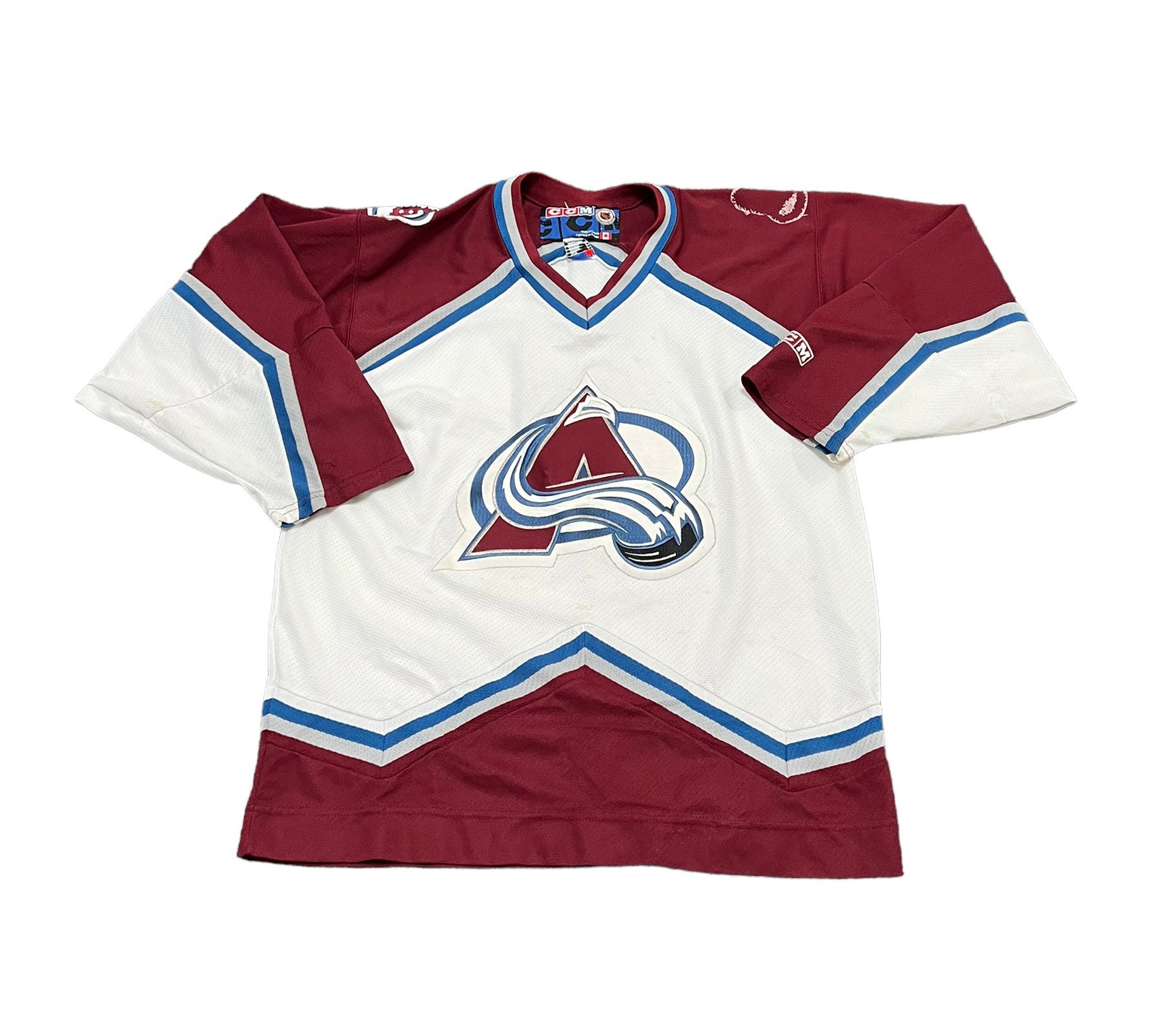 Colorado Avalanche Jersey Large White Maroon NHL Hockey CCM Stanley Cup