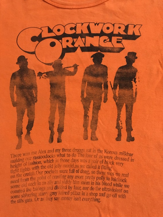 1970s CLOCKWORK ORANGE Vintage T Shirt // Size Sm… - image 3