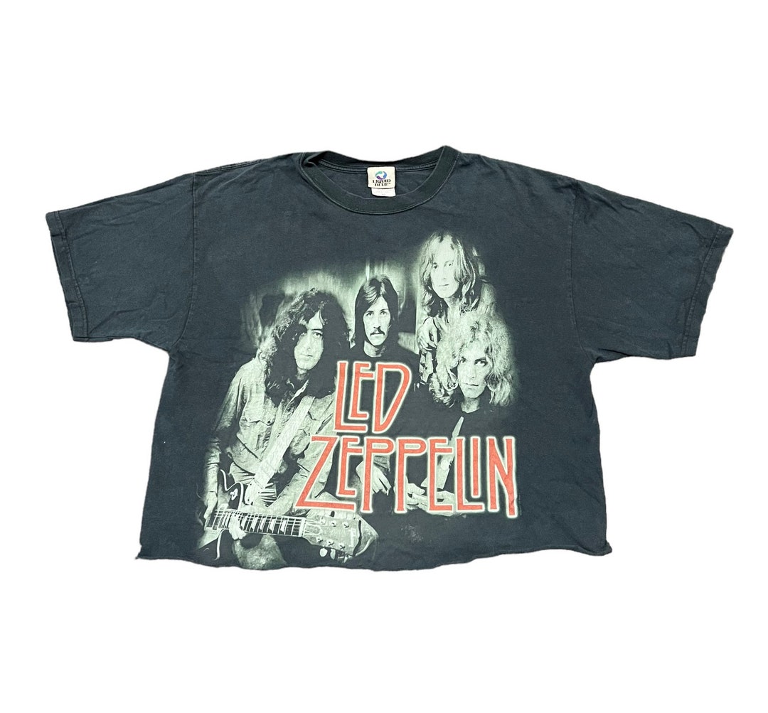 2000s LED ZEPPELIN Liquid Blue Vintage Crop T Shirt // Size Etsy