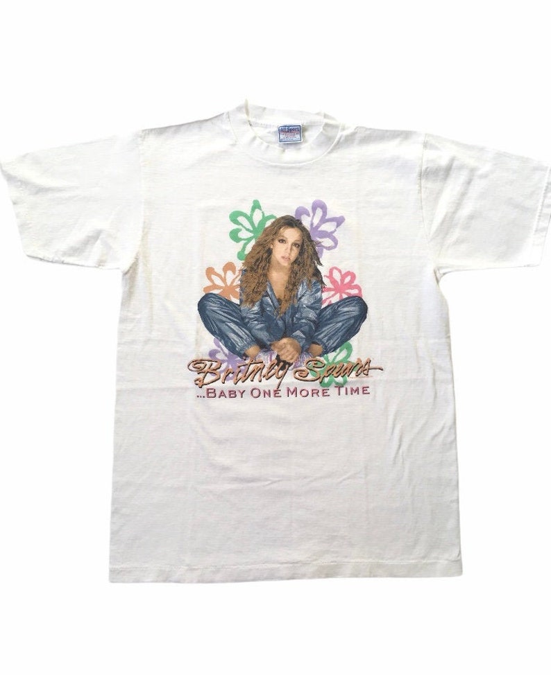 1999 BRITNEY SPEARS ...BABY One More Time Promotional Vintage T Shirt // Size Large image 1