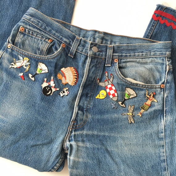 1990s LEVIS Red Tab 501 Button Fly Patchwork Vint… - image 3