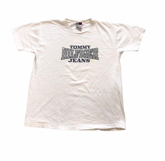 1990s TOMMY HILFIGER JEANS Logo Vintage T Shirt // Size Large | Etsy