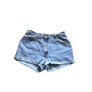 1990s LEVIS 550 Red Tab Vintage Cut Off Shorts // Size 32 Waist image 1