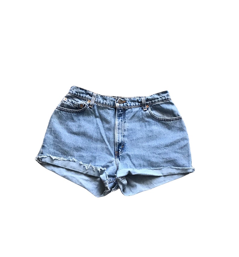 1990s LEVIS 550 Red Tab Vintage Cut Off Shorts // Size 32 Waist image 1