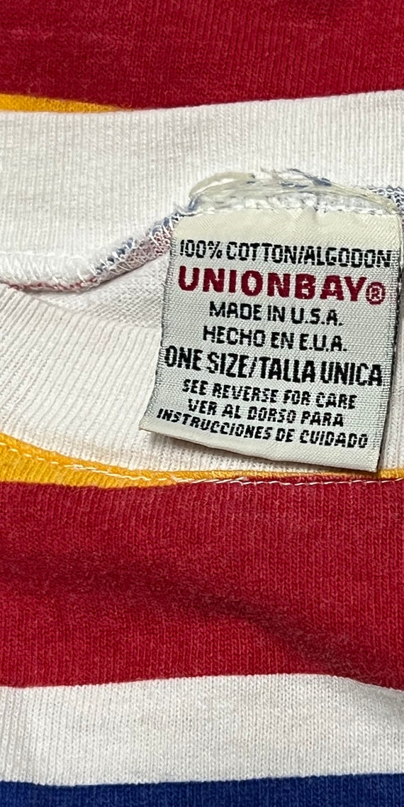 1990s UNIONBAY Striped Vintage T Shirt // Size XL… - image 4