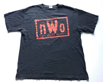 1990s NWO New World Order Bad Has Arrived And Its Here To Stay Distressed Oversized Original Vintage Promo T Shirt // Size XLarge