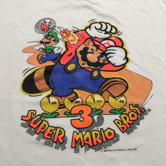 1990 SUPER MARIO BROS. 3 Nintendo Single Stitch Threadbare Vintage