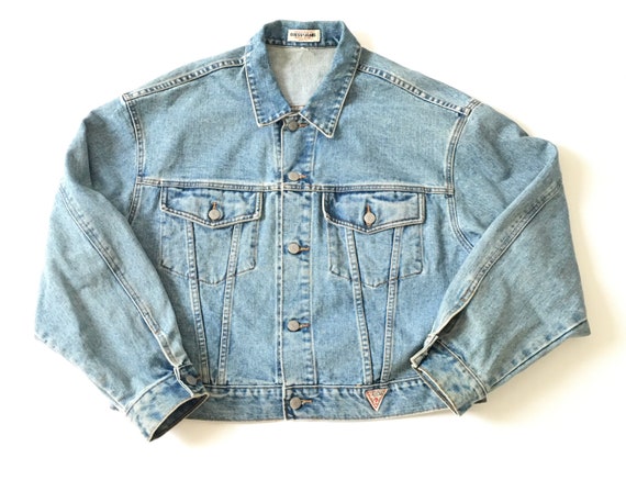 1990s GUESS JEANS Vintage Cropped Denim Jacket //
