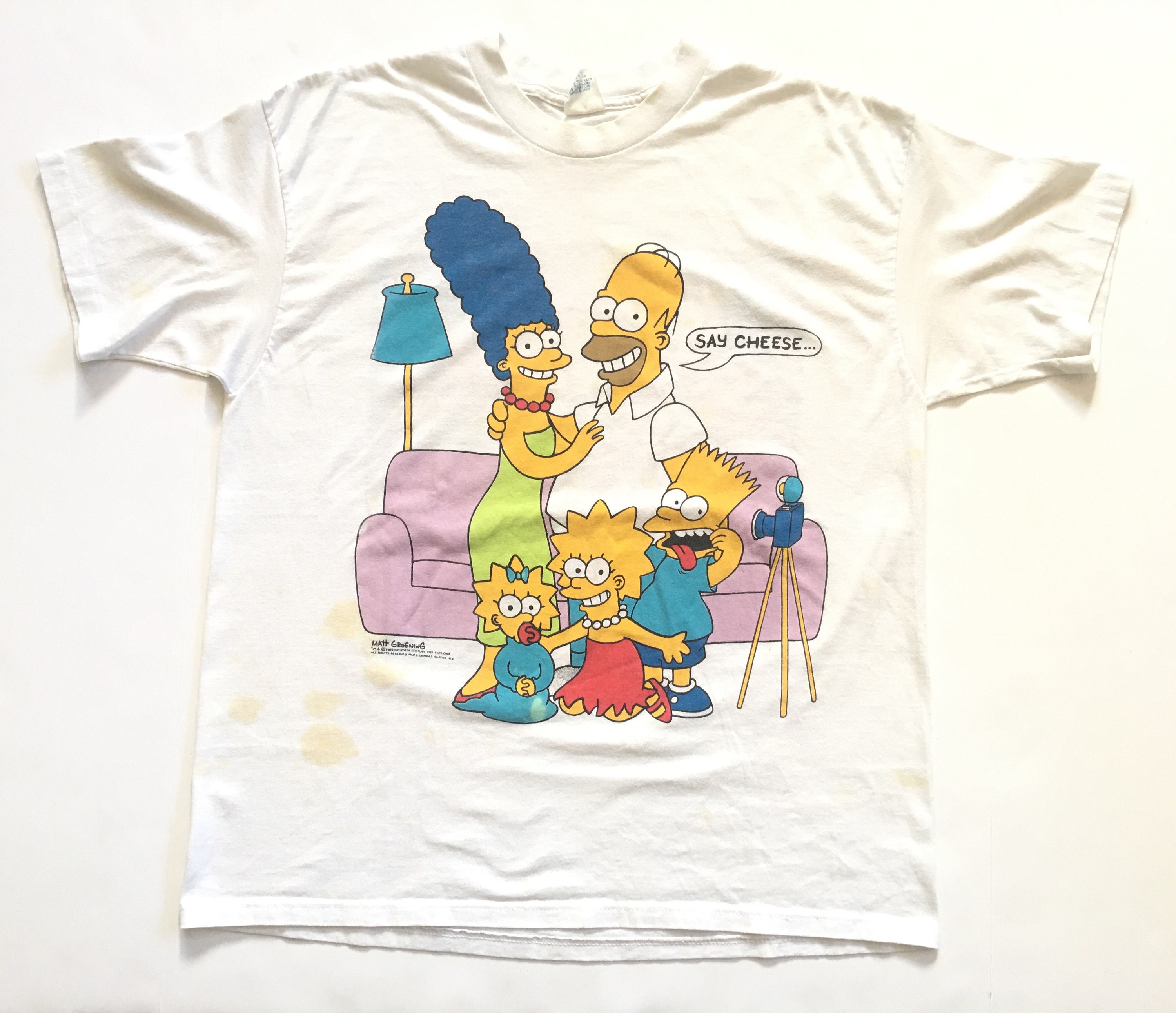 ブルー×レッド VINTAGE THE SIMPSONS SAY CHEESE T-SHIRT - Tシャツ