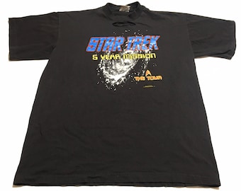 1996 STAR TREK 5 Year MISSION Stanley Desantis Single Stitch Vintage T Shirt // Size XLarge