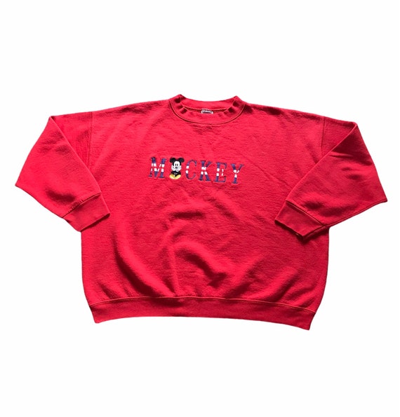 1990s MICKEY Embroidered Logo Vintage Sweatshirt // S… - Gem