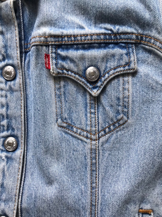 VTG DEADSTOCK 80s USA LEVIS RED TAB TYPE 3 TRUCKER DENIM JACKET 777 STAMP 34 XS