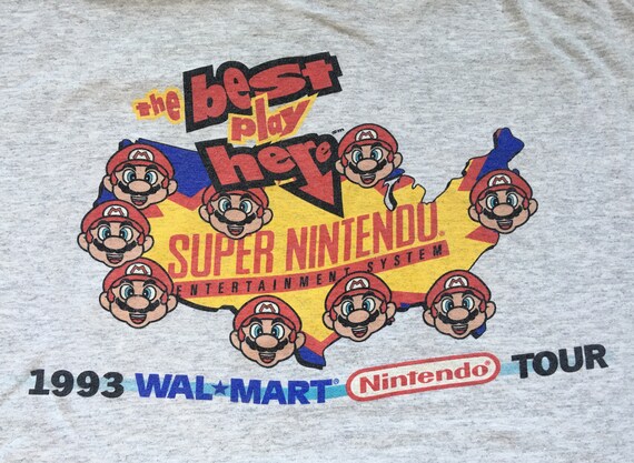 1993 Mario Super Nintendo Walmart Tour Distressed Vintage T Shirt Size Xlarge