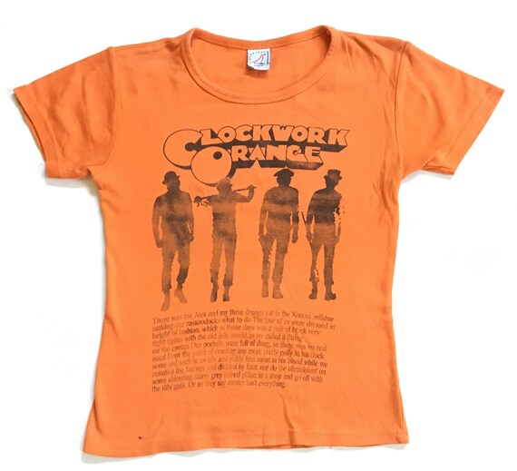 1970s CLOCKWORK ORANGE Vintage T Shirt // Size Sm… - image 1