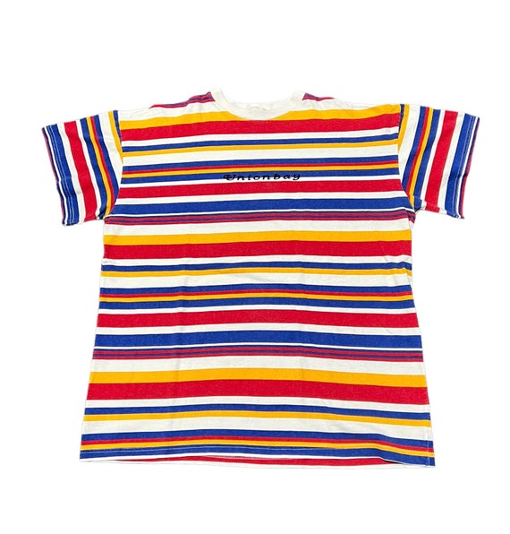 1990s UNIONBAY Striped Vintage T Shirt // Size XL… - image 1