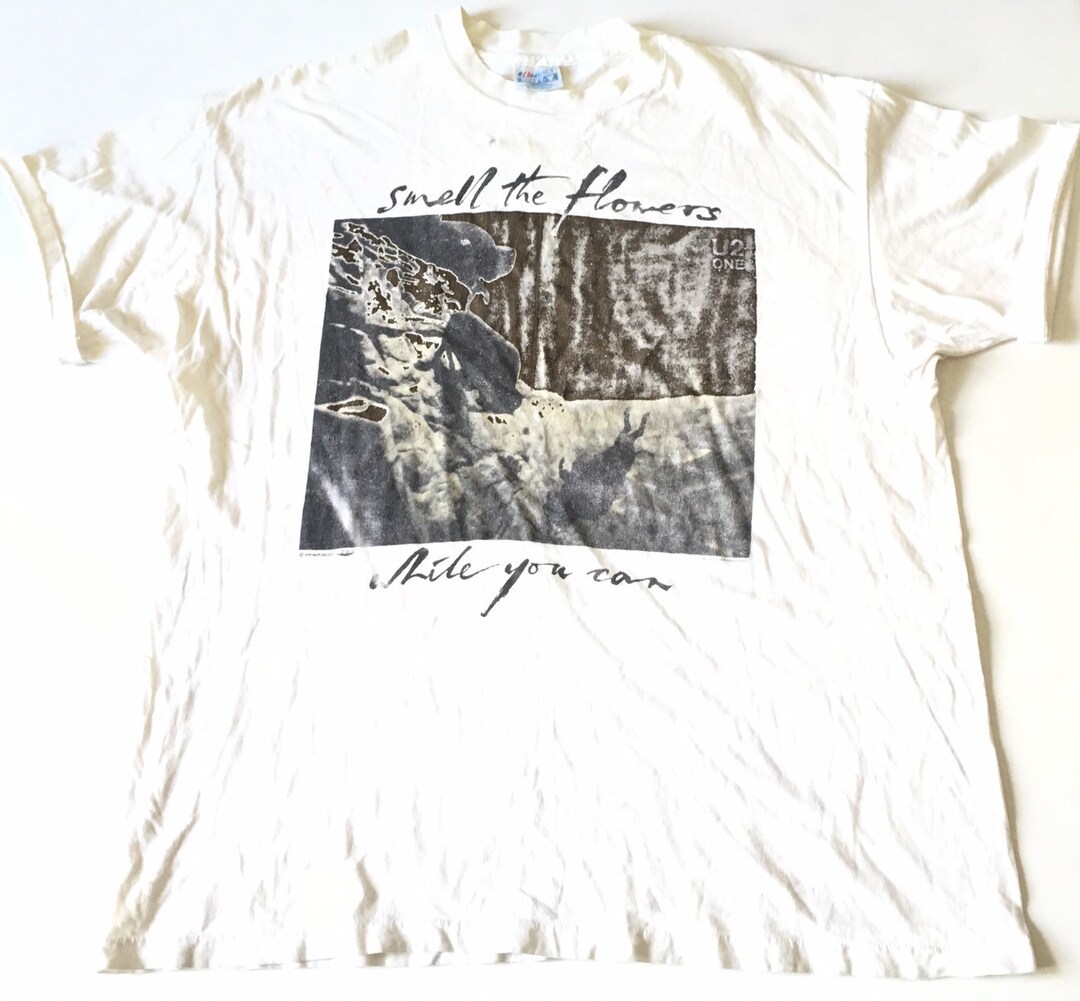 1991 U2 ONE SMELL the Flowers While You Can Distressed Vintage Tour T
