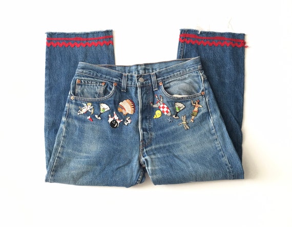 1990s LEVIS Red Tab 501 Button Fly Patchwork Vint… - image 1