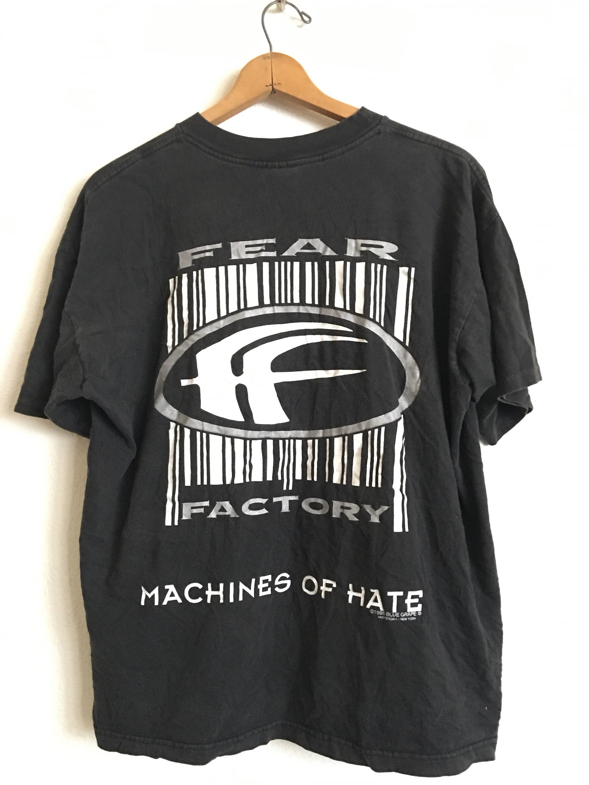 1996 FEAR FACTORY Machines Of Hate Barcode Double Sided Vintage T