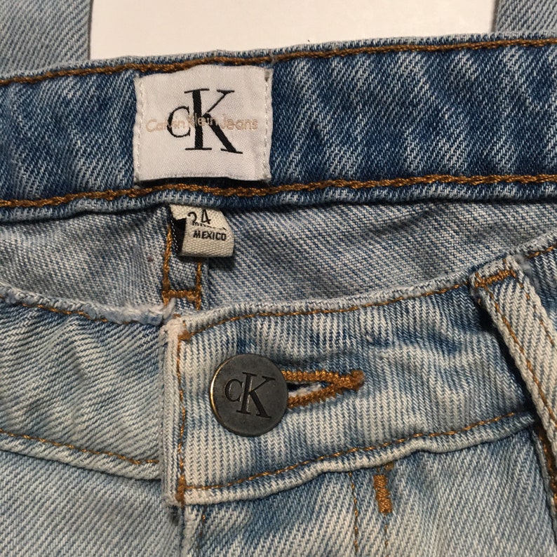 1990s Ck CALVIN KLEIN Distressed Vintage Denim // Size 24 actual fit is 27 Waist image 9