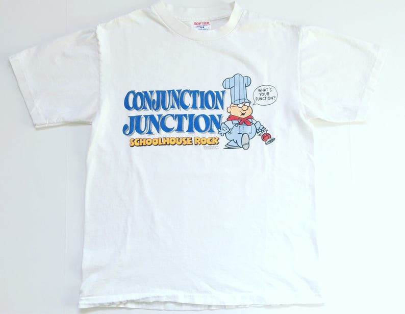 1995 SCHOOLHOUSE ROCK CONJUNCTION Junction Whats Your Function Vintage T Shirt Size