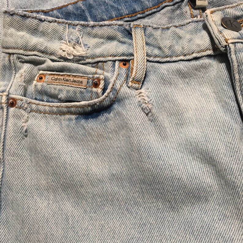 1990s Ck CALVIN KLEIN Distressed Vintage Denim // Size 24 actual fit is 27 Waist image 4