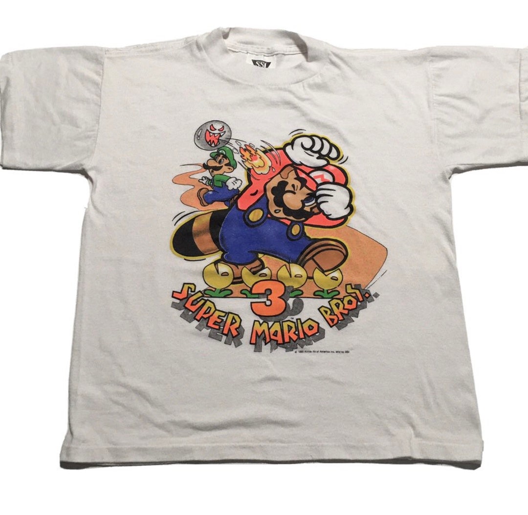 1990 SUPER MARIO BROS. 3 Nintendo Single Stitch Threadbare Vintage 