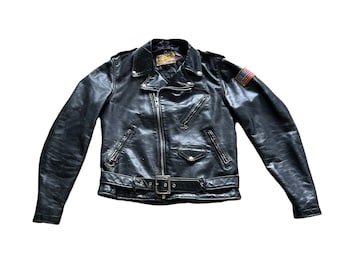 1960s PERFECTO by SCHOTT NyC Leather Motorcycle Vintage Jacket // Size 42