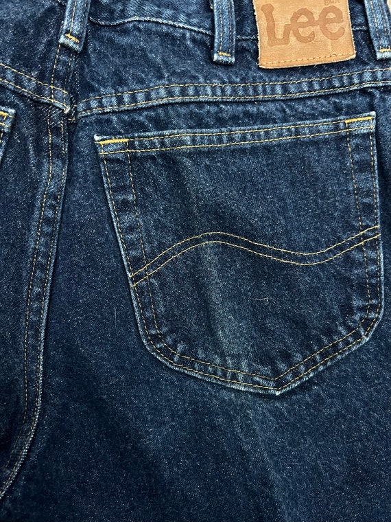 1990s LEE Vintage Dark Denim Blue Jean // size 34… - image 5