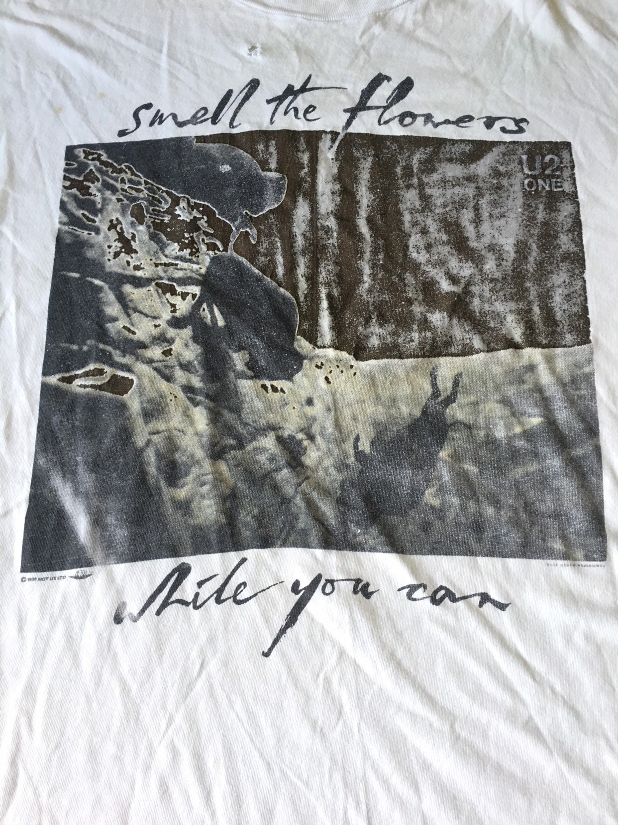 1991 U2 ONE SMELL the Flowers While You Can Distressed Vintage Etsy