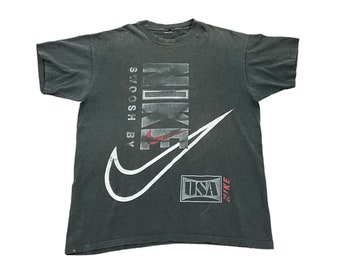 1990s SWOOSH BY NIKE Distressed Single Stitch Vintage T Shirt // Size Large