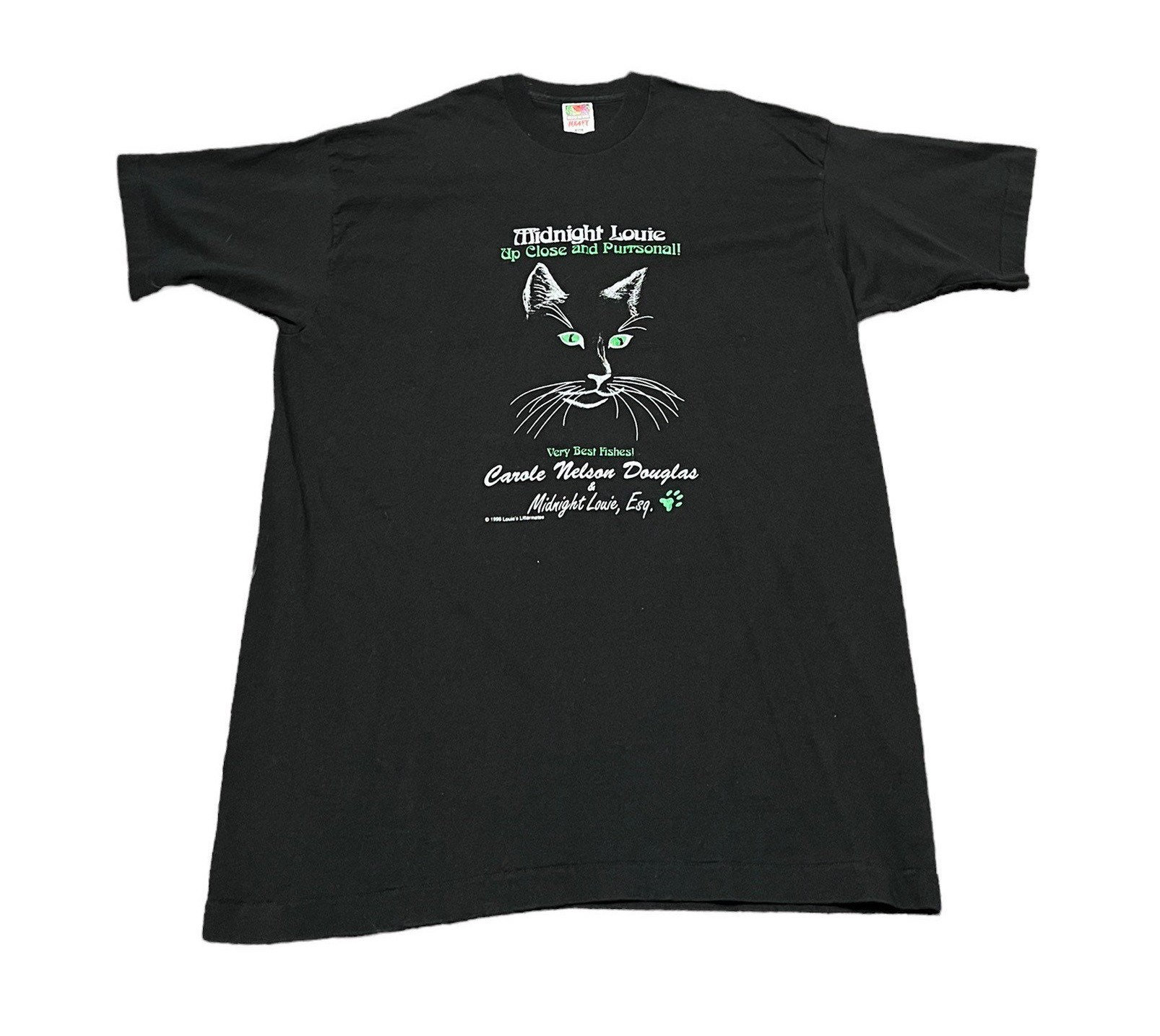 1996 MIDNIGHT LOUIE Feline Felony Tour Carole Nelson Douglas Single Stitch  Vintage T Shirt // Size Xxlarge 