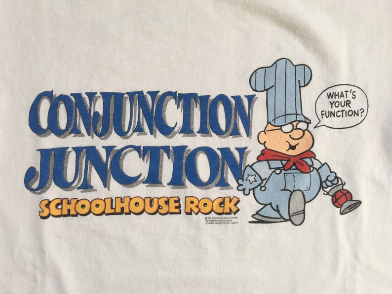 1995 SCHOOLHOUSE ROCK CONJUNCTION Junction Whats Your Function Vintage T Shirt Size