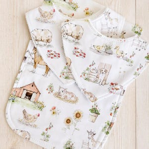 Vintage Farm Baby Burp Cloth: Handmade Cotton Terry Towel