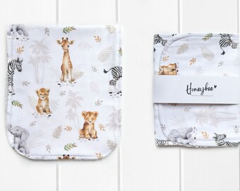 Jungle Print Baby Burp Cloths - Bamboo Burpcloth for Baby Shower Gift