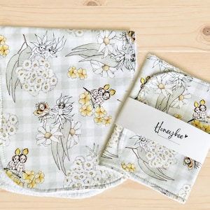 May Gibbs Gingham Print Baby Burp Cloths - Bamboo Burpcloth for Baby Shower Gift