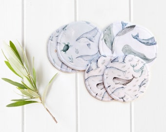 Set of 3 Pairs Reusable Breast/Nursing Pads - Whale Print for Eco-Friendly Moms
