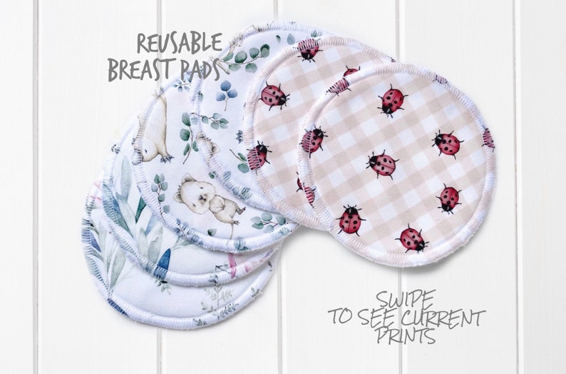 Reusable breast/nursing pads - set of 2 - wide range prints 