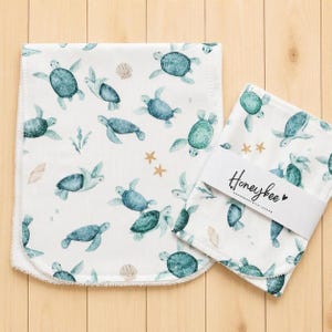 Sea Turtles Baby Burp Cloth | Cotton Terry, Handmade