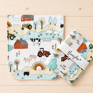 Farm Print Burp Cloth: Handmade Cotton Terry Burpcloth