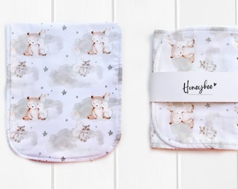 Teddy Bear Print Baby Burp Cloths - Bamboo Burpcloth for Baby Shower Gift