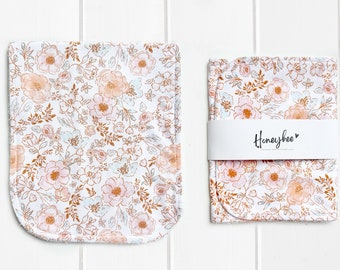 Floral Print Baby Burp Cloths - Bamboo Burpcloth for Baby Shower Gift