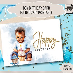 Cute Kids Printable Birthday Card for Babyboy Birthday Party Baby Boy Prints Birthday Gifts Babies Cards Template Digital Downloads for Baby