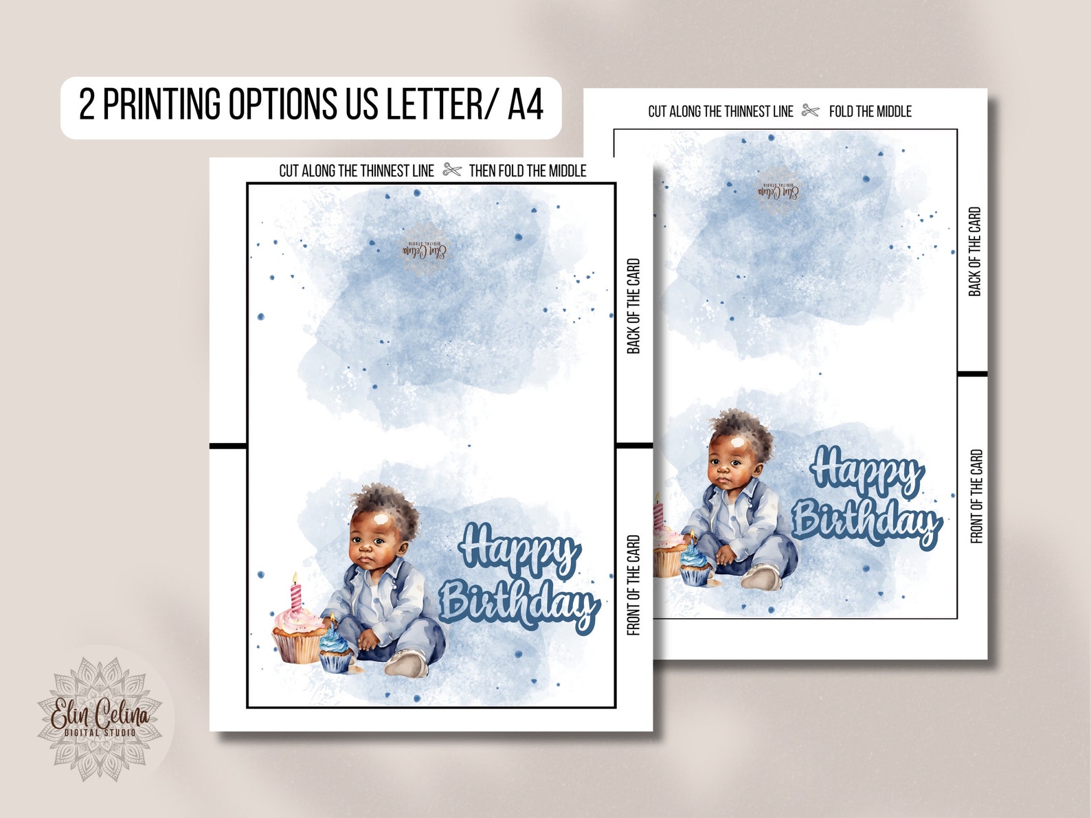 Kids Printable Birthday Card Cute Baby Boy Prints Birthday Gifts Babies ...
