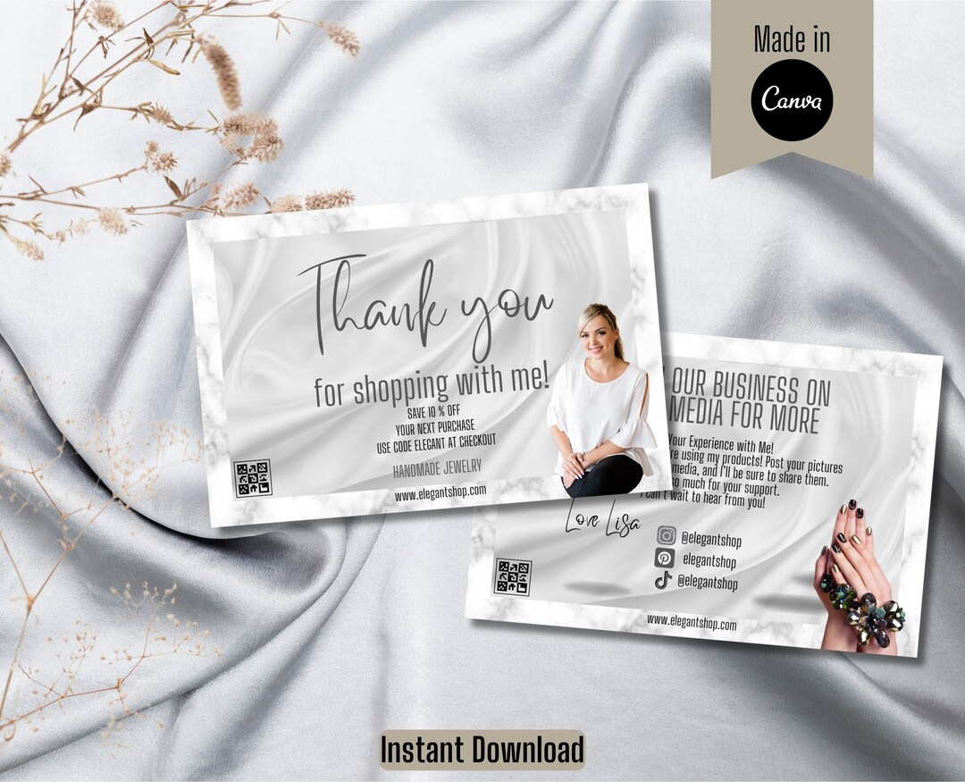 Editable Double-sided Thank You Cards for Small Businesses Customizable ...