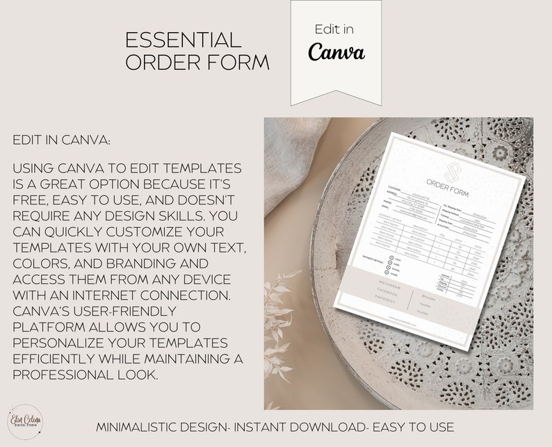 Customizable Printable Order Form Template for Small Business Editable ...