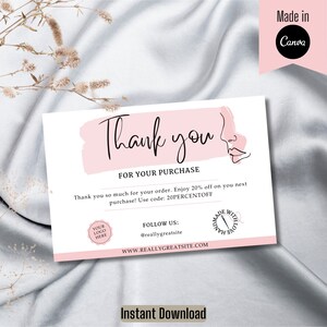 Bewerkbare zakelijke bedankkaarten voor productverpakking met sociale media Aangepaste bewerkbare bedankkaartsjablonen voor Etsy en online winkels